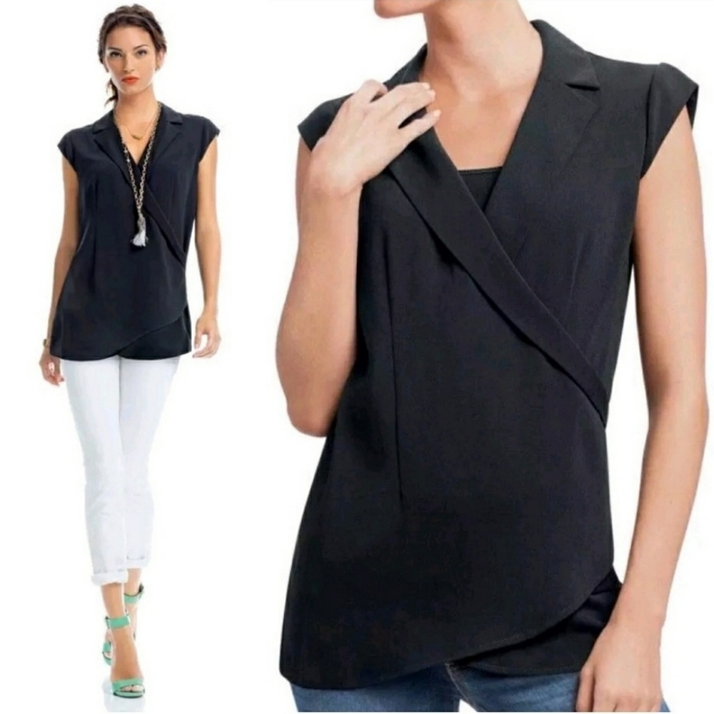 CAbi Origami Faux Wrap Long Top
